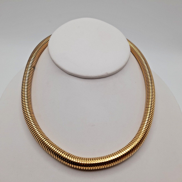 Vintage Monet Round Gold Plated Snake Chain Choker Necklace 16 1/2 " - Picture 4 of 12